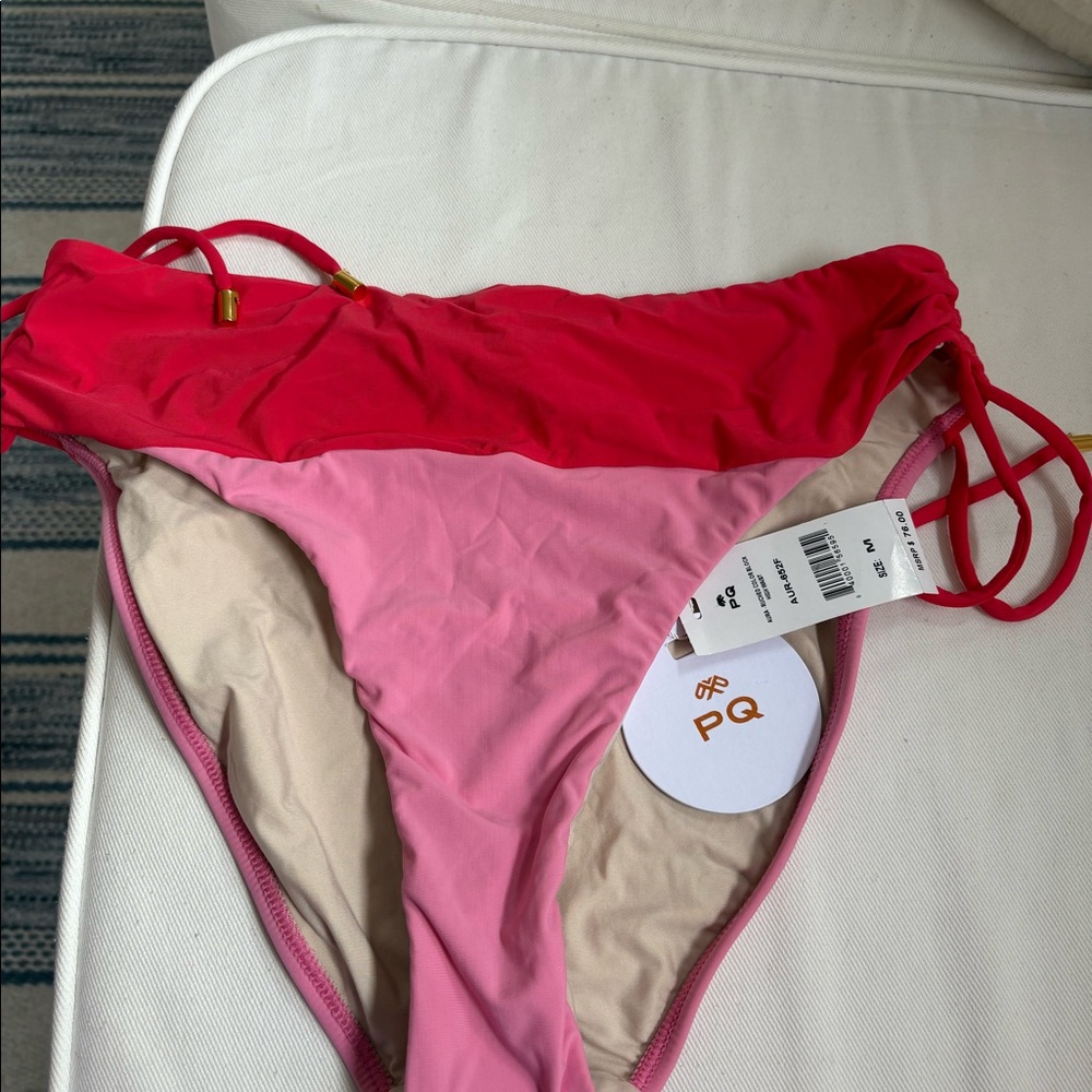 PQ ruched color block bikini bottom